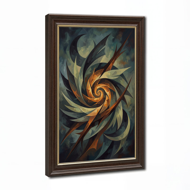 Toile murale d'Halloween avec motif abstrait en spirale tourbillonnante dans des tons oranges chauds, 18"H x 12"W