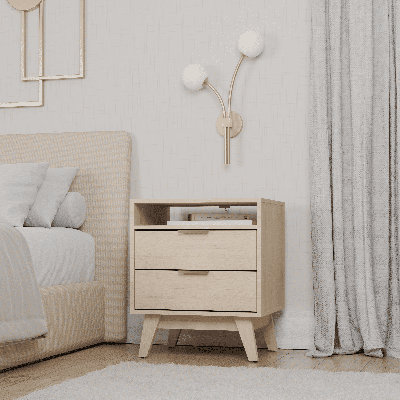 Copenhagen 2-drawer Nightstand With Open Shelf Storage, 20.79" Wide