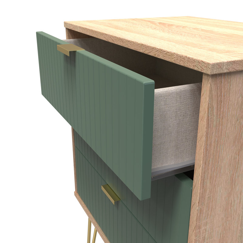 Beranda 3 Drawer Chest (Ready Assembled), Labrador Green/Bardolino Oak