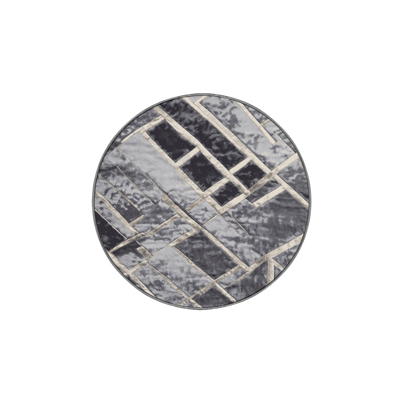 Tapis gris lavable à la machine, Rond 6 pi