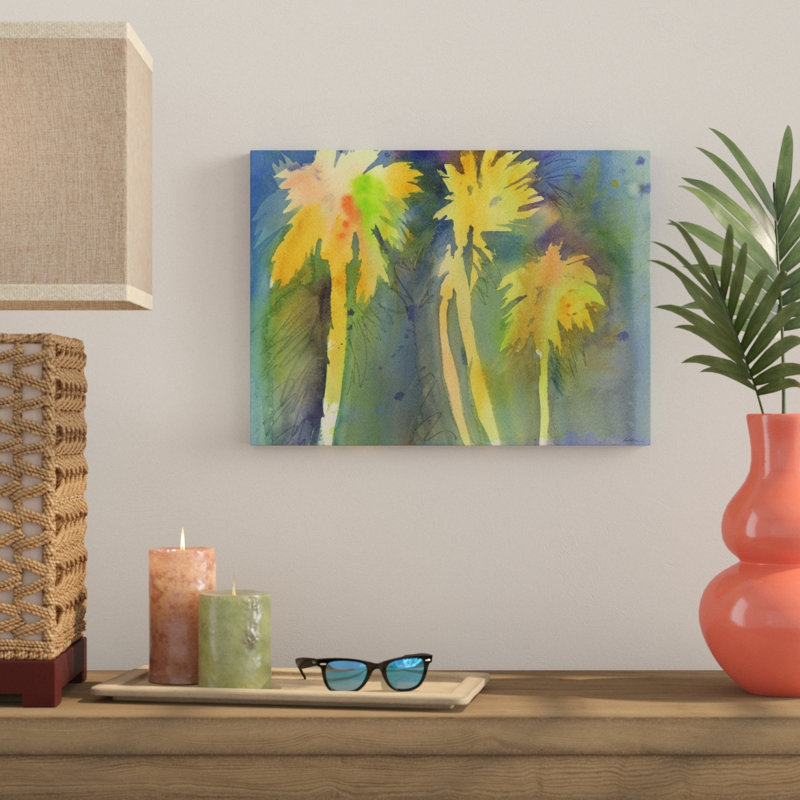 « night palms 3 », reproduction d’art sur toile tendue, H 14 po x l 19 po x P 2 po