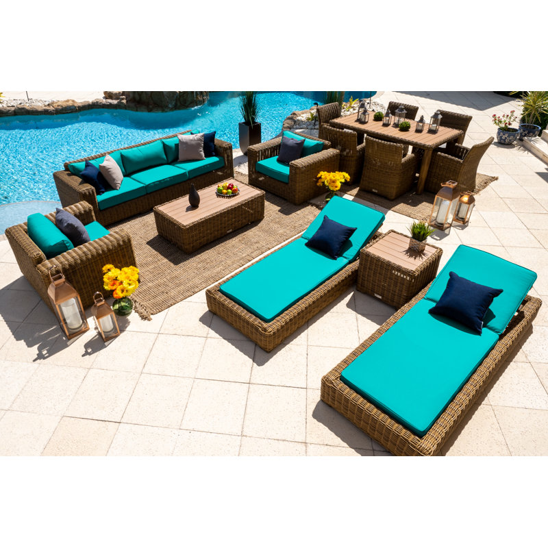 Ensemble de mobilier d'extérieur 16 pièces Malmo, Toile Aruba Sunbrella®, Naturel, 6 pièces incluses