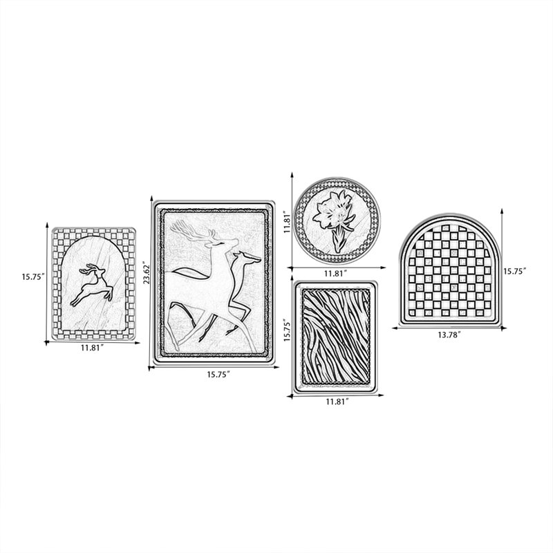 Ensemble d'art mural 5 pièces Mid-Century Modern, H 23,62 po x l 15,75 po 