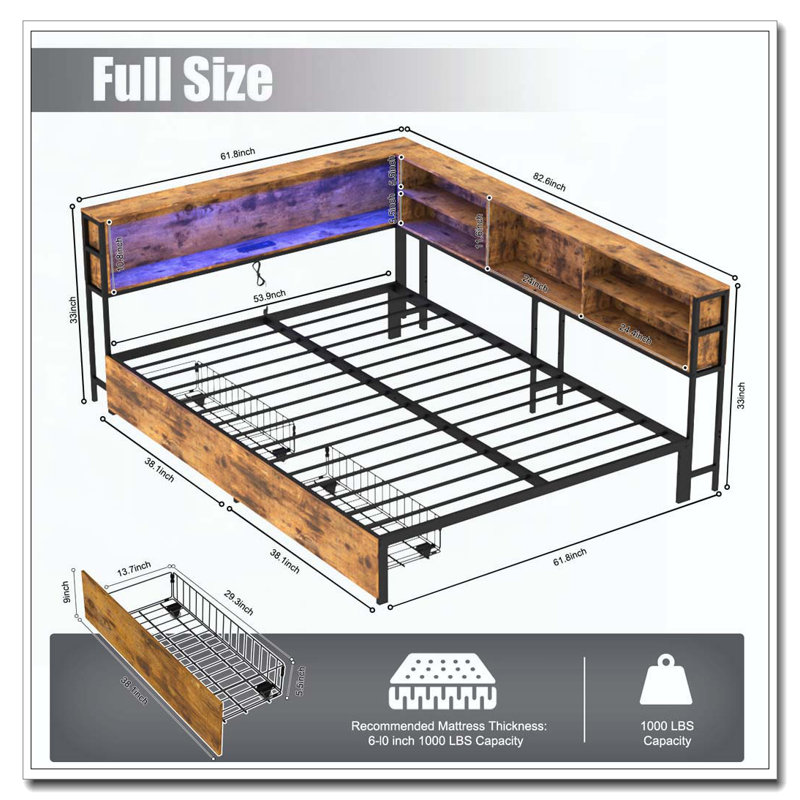 Full Corner Daybed, Full/Double, Brown