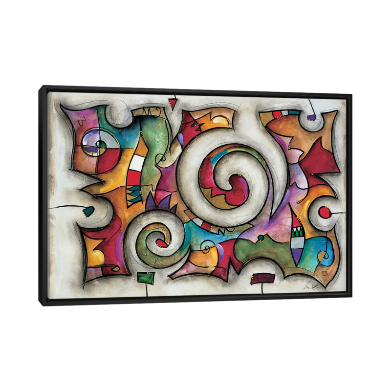« quadra » par eric waugh, impression sur toile, H 18 po x l 26 po x P 1,5 po, Toile avec cadre flottant noir, Pas de tapis