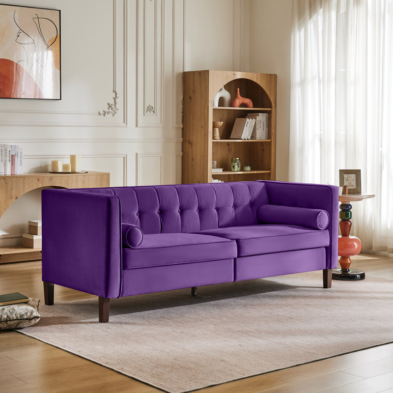 Canapé capitonné Chelsea, Velours mauve, Structure en fer