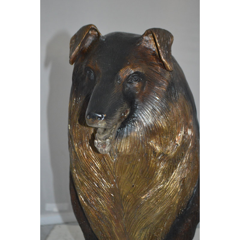 Jaworski Collie Dog Bronze Statue -  Size: 31"L x 9"W x 24"H.
