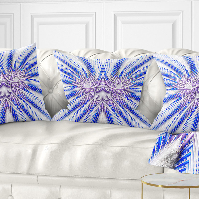 Coussin décoratif à fleurs fractale unique light Abstract, 18 po x 18 po, Coussin décoratif, Bleu / Mauve