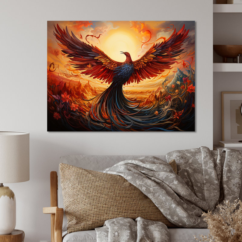 Art mural en métal «Resurg Phoenix Rebinth II», H 24 po x l 32 po x P 1 po