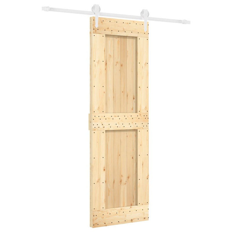 Porte coulissante avec quincaillerie Vidaxl, 27,6 po x 82,7 po, Noir/naturel