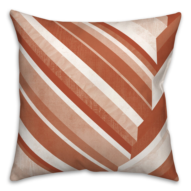 Coussin décoratif intérieur / extérieur à rayures, Orange / Rouge