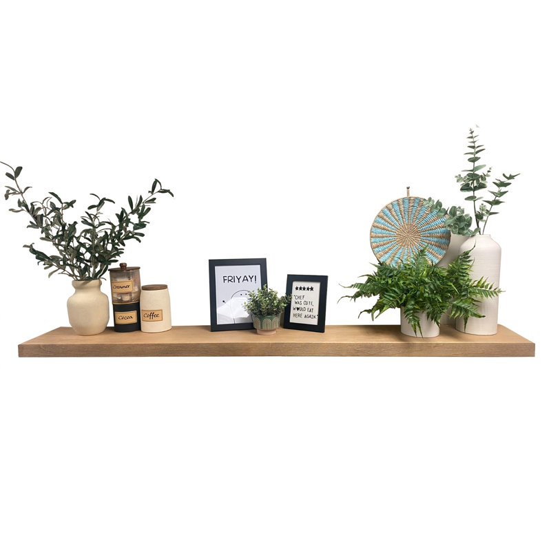 Pine Floating Shelf, 2" H x 72" W x 12" D, Natural