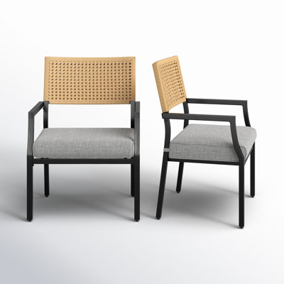 Aiden Metal Outdoor Dining Armchair with Cushion