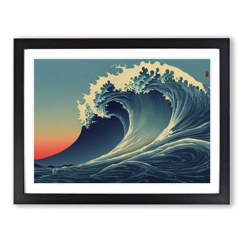 Crashing Japanese Wave Vol.2 - Single Picture Frame Print, 46cm H x 64cm W x 2cm D, Black