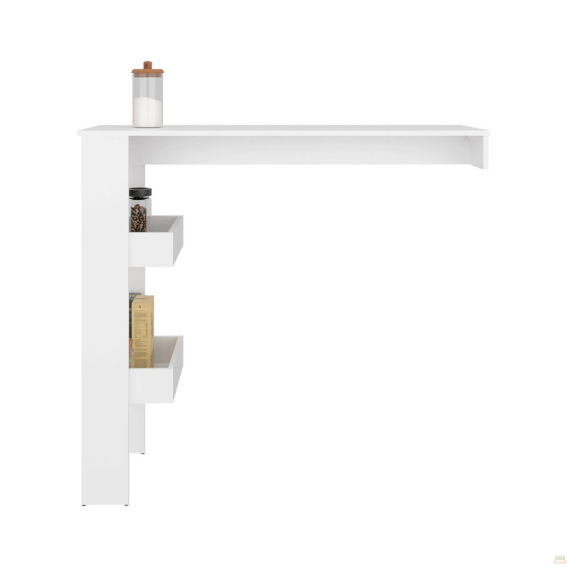 Table de bar H 43,1 po, 3 tablettes, blanc - Cuisine