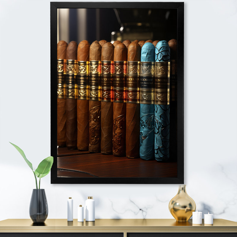 Carnanee Cuban Cigars Golden II sur toile, Cadre photo noir, H 20 po x l 12 po x P 1 po