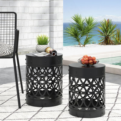 Ensemble de 2 tables de bout d'extérieur en métal