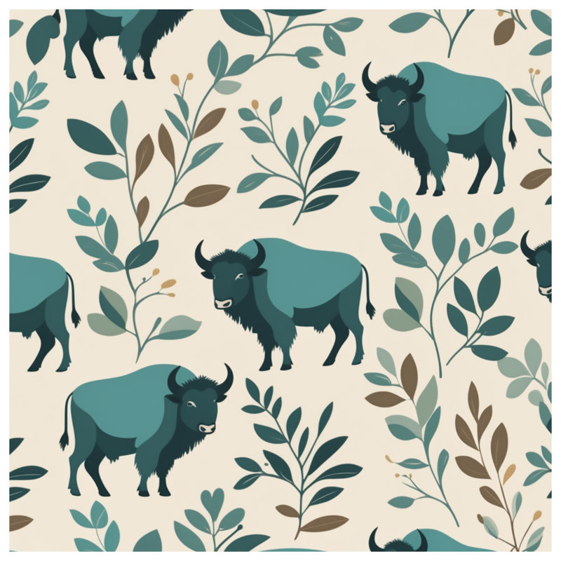 Rideaux à motif bison et feuilles, 50 po x 80 po - 1 panneau, Blockout