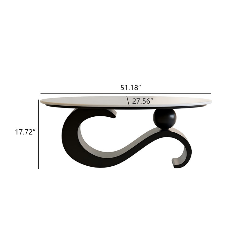 Table basse ovale minimaliste en ardoise, H 17,72 po x L 51,18 po x l 27,56 po