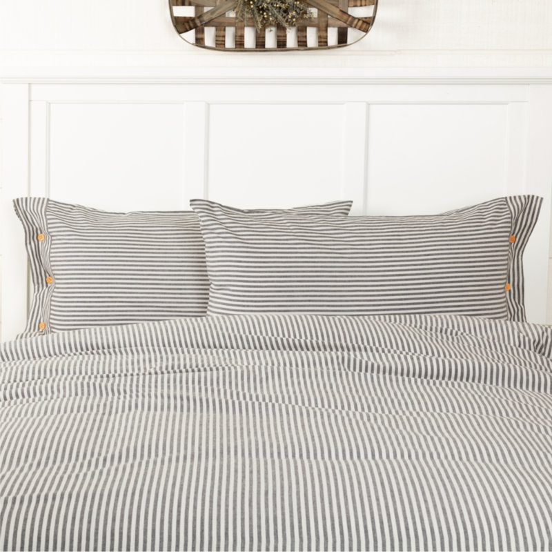 Farmhouse Ticking Red King Sham 37Lx21W, Red Striped