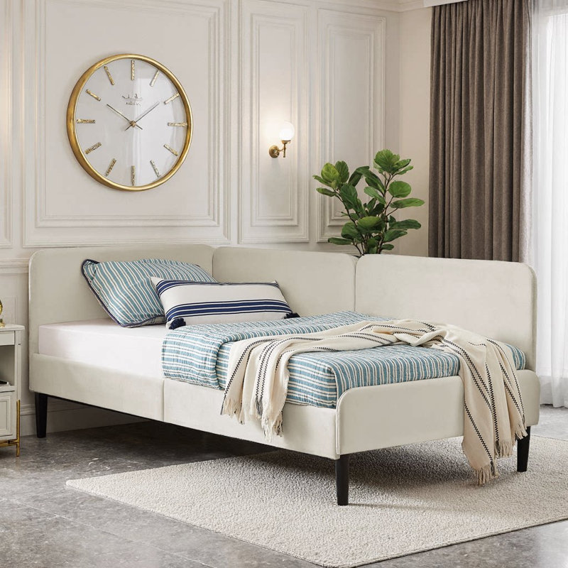 Upholstered Sofa Bed with 2 Storage Drawers | Adjustable Velvet Platform Bed Frame | Convertible Daybed for Living Room, Guest Room, or Home Office