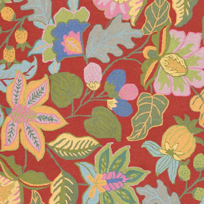 Tapis floral en laine touffeté à la main Arber, Rectangle 2 pi x 3 pi