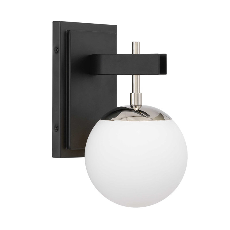 Luminaire pour meuble-lavabo de salle de bain 1 lumière Allie - nickel poli Allie, Noir / nickel poli