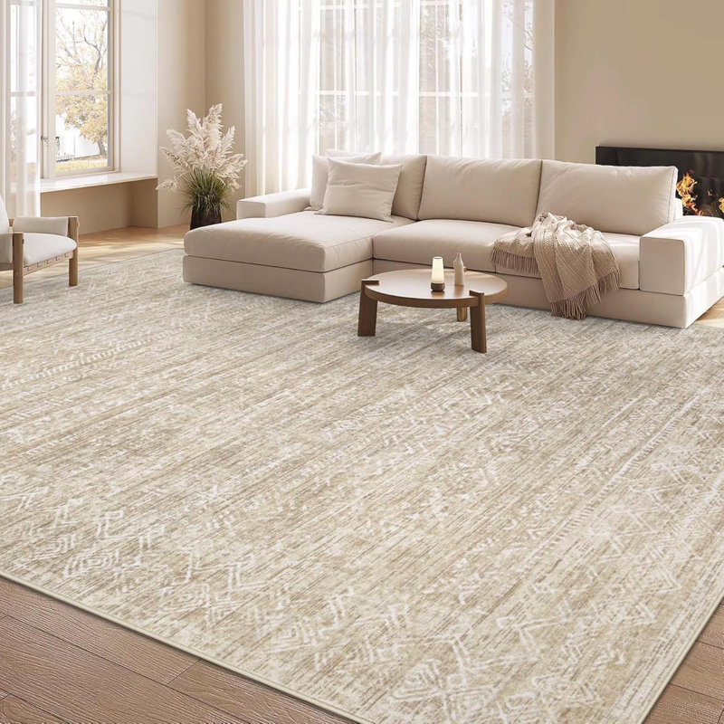 Washable Rug  Area Rugs: Modern Geometric Rugs For Living Room Non Slip Soft Low Pile Moroccan Indoor Carpet For Bedroom Nursery Dining Room Home Office