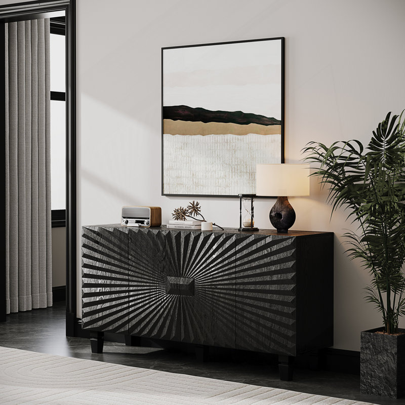 Buffet Modern avec 4 portes Sunburst et armoire de rangement Modern