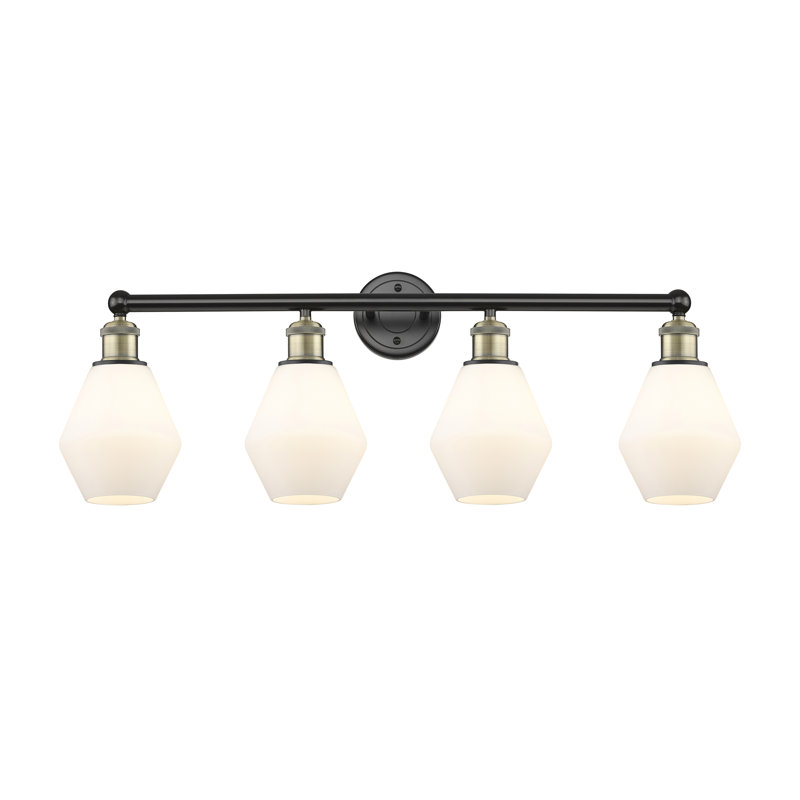 Gabbie 4 - Light Dimmable Vanity Light, Cased Matte White, Black Antique Brass