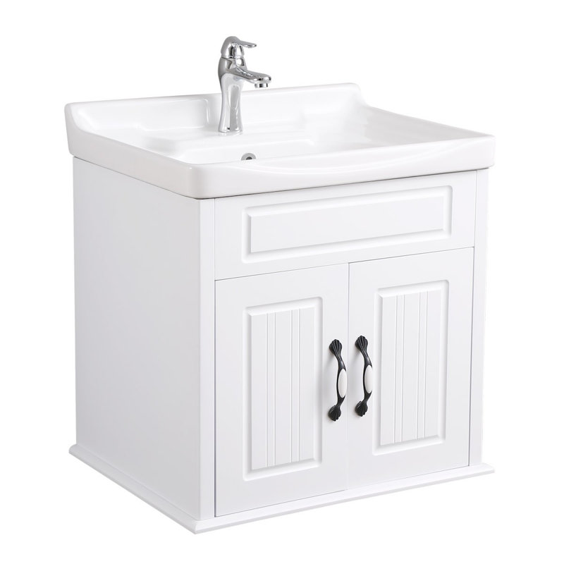 The Renovators Supply Inc. 23.625'' Gloss Square Bathroom Sink with Faucet and Overflow