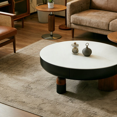 Table basse ronde blanche