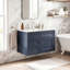 36 inch MDF Wall-Mounted Bathroom Vanity Blue Soft-Close Integrated Ceramic Glossy White Includes Drawers & 3-Hole Single Ceramic Sink-130833215