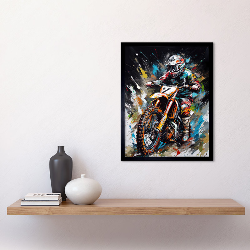 Loubert Motocross Race Driver Number 7 Racing Action Shot - Single Picture Frame Print