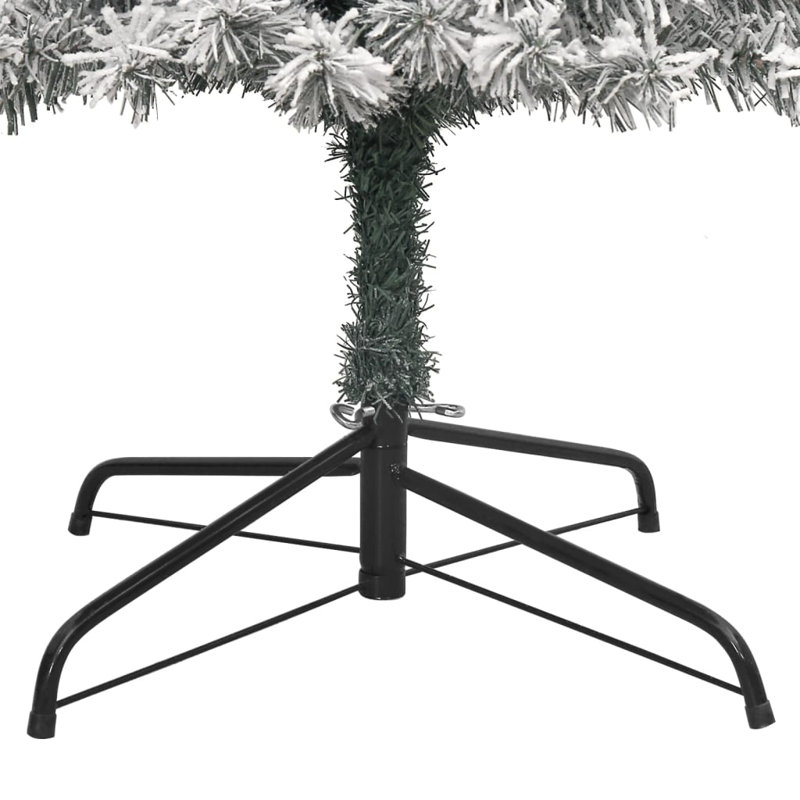 Mince arbre de Noël artificiel, Vert et blanc, 82.7", avec 300 DEL et 120 boules blanches / grises