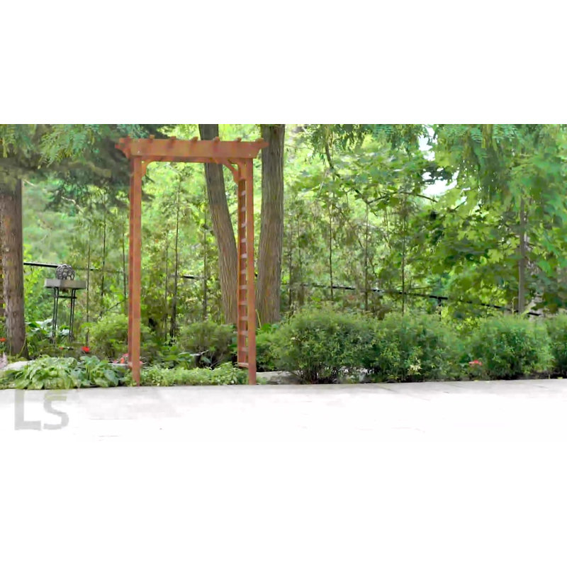 Medium Brown Western Red Cedar Garden Arbor with Double Lattice Panels