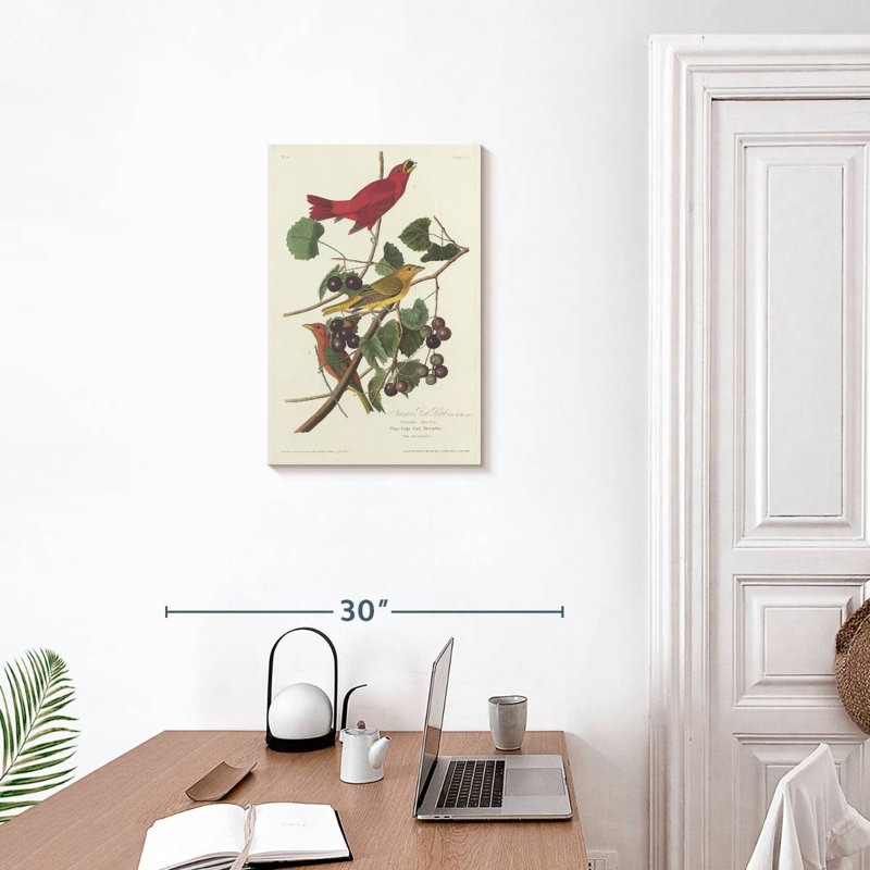 Oiseau rouge Brampt, H 24 po x l 16 po