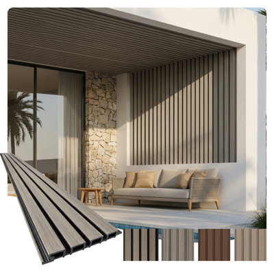 Linear WPC Exterior Wall Slat Siding and Cladding Panels 114 in x 8.62 in