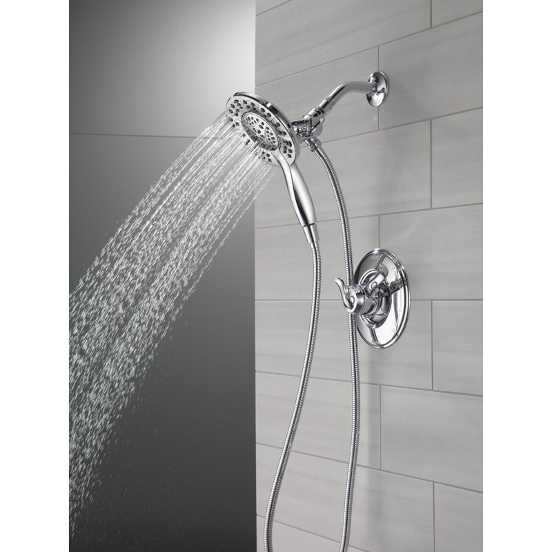 Pomme de douche double à 4 réglages avec douchette In2ition, douche à main 1,75 gallons par minute, Chrome chrome