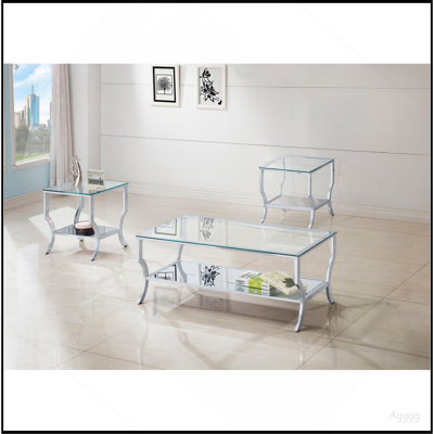 Seroff Chrome 3-piece Coffee Table Set