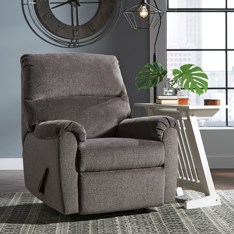 Pinegar Upholstered Recliner, Gray Polyester