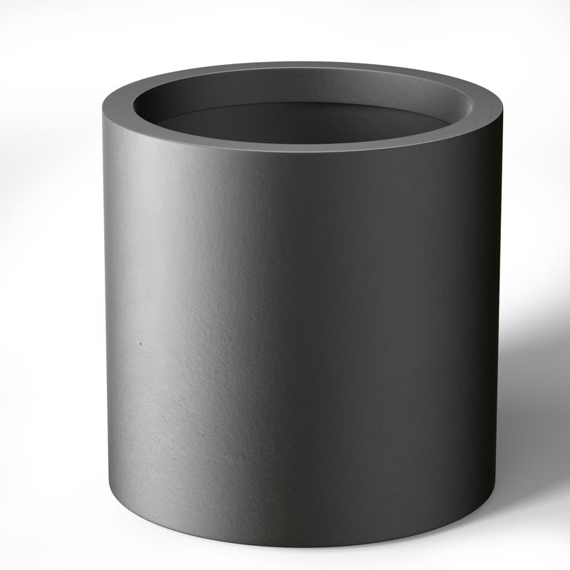 Charcoal Black(Enhanced Interior) Concrete Round Planter / Pot With Drainage Holes, 13" H x 13" W x 13" D