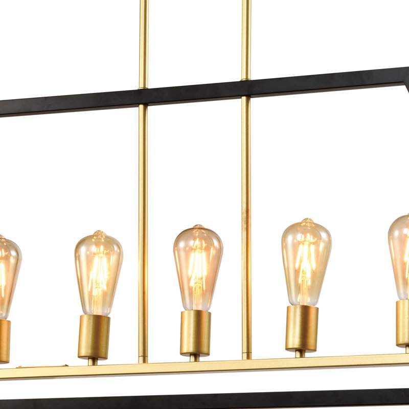 Luminaire suspendu linéaire à 5 lumières pour îlot de cuisine l 37,2 po Blythdale, Noir / or