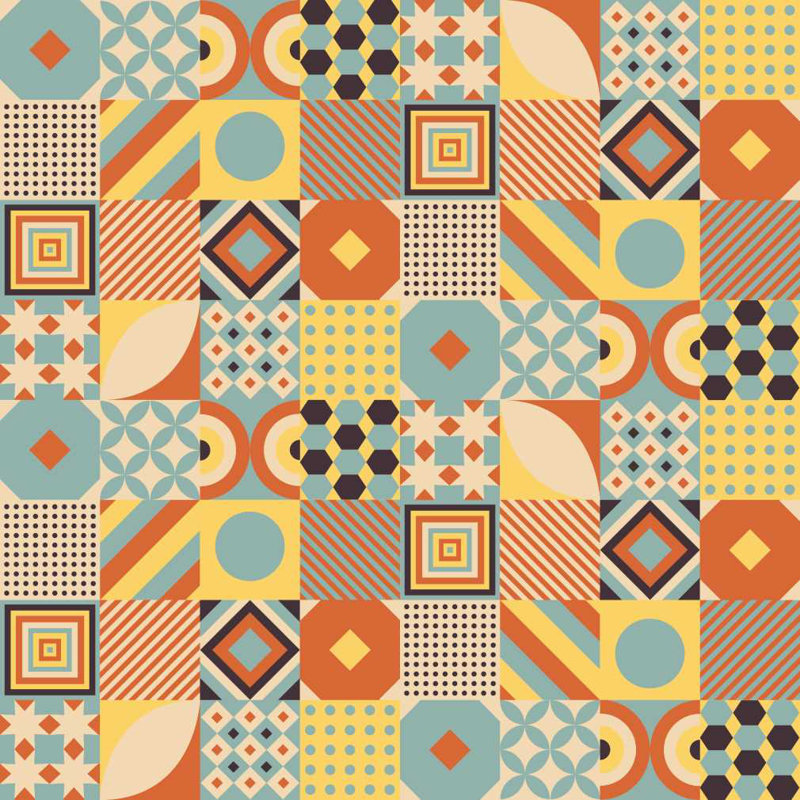 Papier peint adhésif 8,5 pi x l 24 po Tile Retro