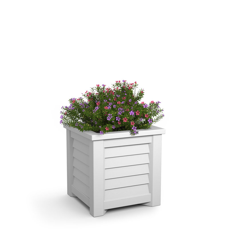 Lakeland Square Resin Planter with Water Reservoir, 16" H x 16" W x 16" D, White
