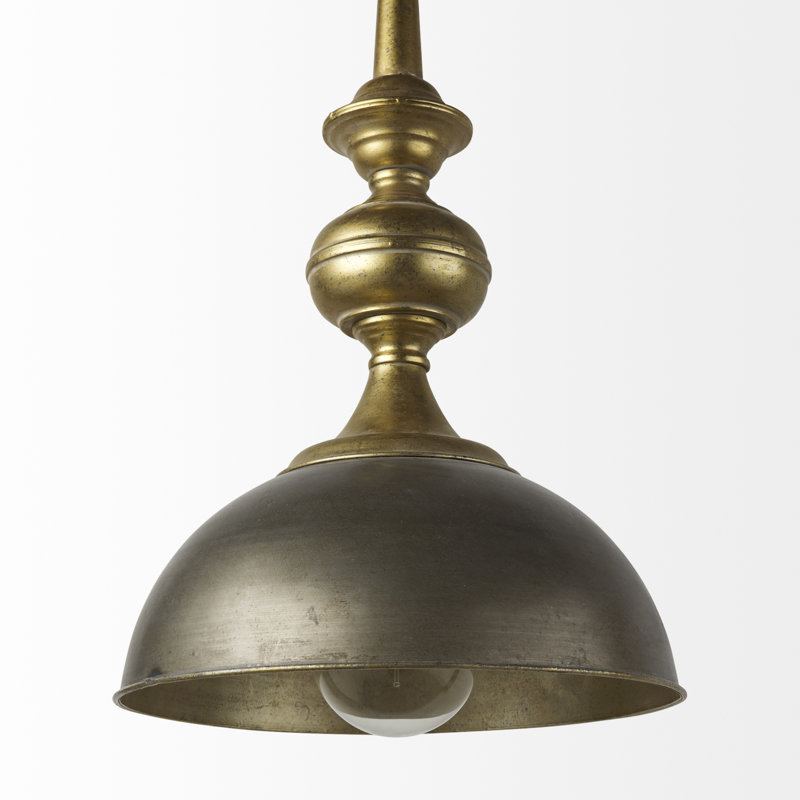 1 - Light Pendant, Silver/Antiqued Gold