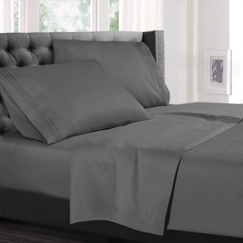 Microfiber Sheet Set, Charcoal Gray, Short Queen Sheet Set+Fitted Sheet+2 Pillowcases