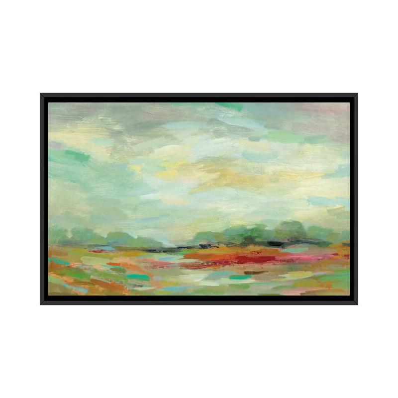 Reproduction d’art sur toile tendue, champ de la couleur lever, H 18 po x l 26 po x P 1,5 po, Toile encadrée noire