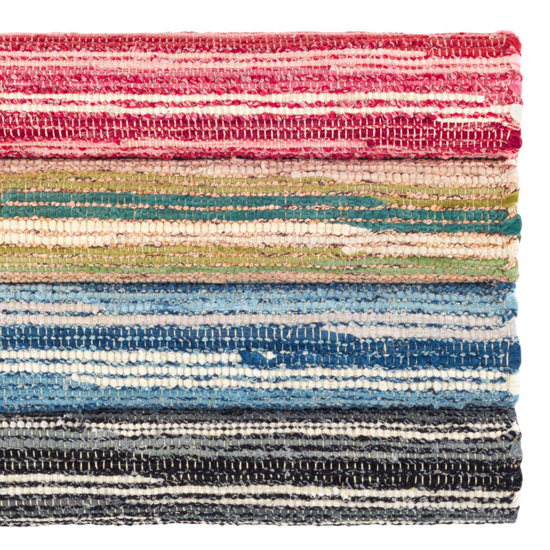 Francisco Black Handwoven Cotton Rug, Runner 2'6" x 8'