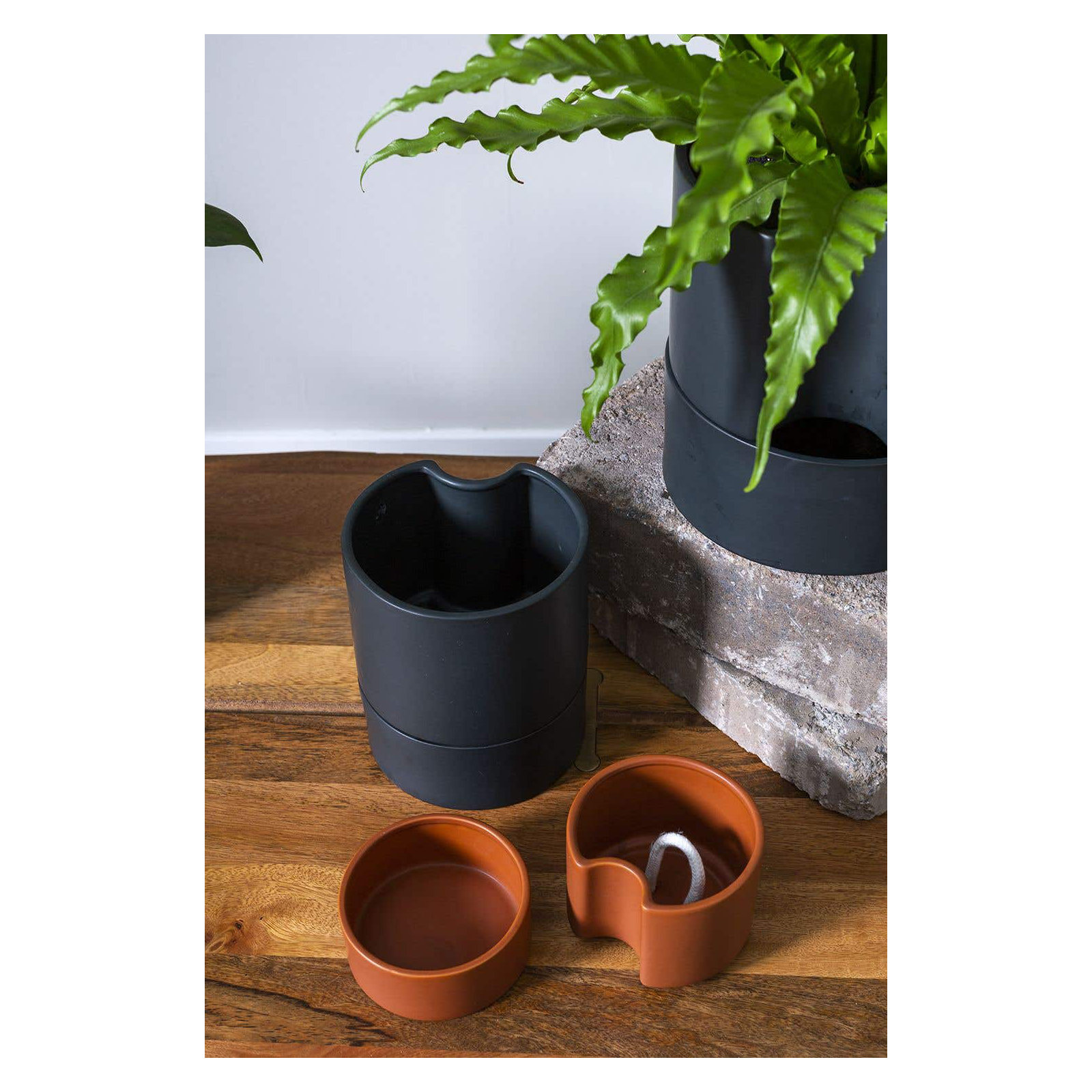 Patti Handmade Ceramic Pot Planter, Black, 7" H x 6" W x 6" D